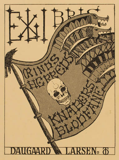 Exlibris by J.P. Bang from Denmark for Daugaard Larsen - Death 