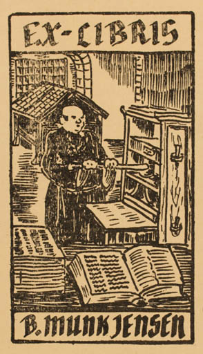 Exlibris by B. Munk Jensen from Denmark for B. Munk Jensen - Book Interior Printing technique 