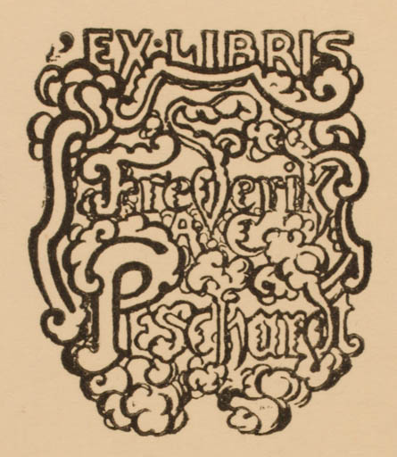 Exlibris by Thorvald Bindesbøll from Denmark for Frederik Peschardt - Jugend 