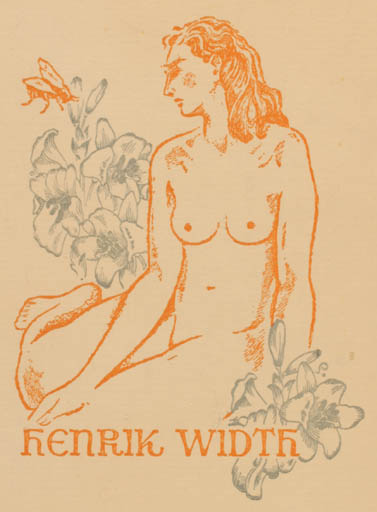 Exlibris by Henry Schjærven from Norway for Henrik With - Insect Woman Nude 