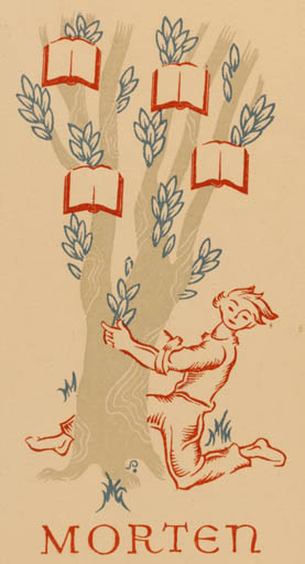 Exlibris by Henry Schjærven from Norway for ? Morten - Child Book Tree 