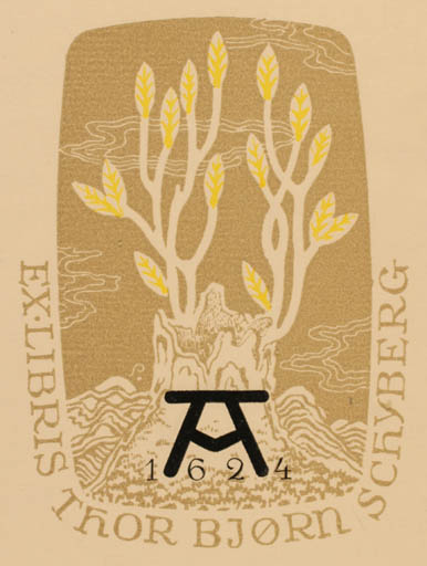 Exlibris by Henry Schjærven from Norway for Thor Björn Schyberg - Flora 