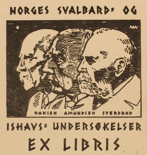 Exlibris by G Moum from Norway for ? Norges- Svalbard og Ishavs undersøkelser - Portrait 