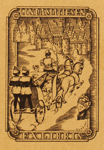 Exlibris by ? Hastnicov from Norway for Linda Matiesen - City Horse 