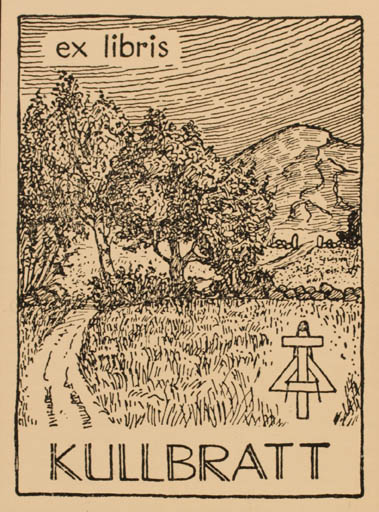 Exlibris by ? ? from Sweden for ? Kullbrat - Mountain Scenery/Landscape Tree 