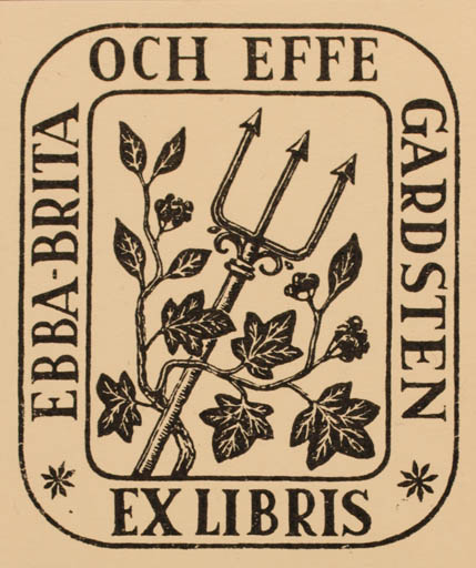 Exlibris by Bengt Steffan from Sweden for Ebba- Brita og Effe Gardsten - 