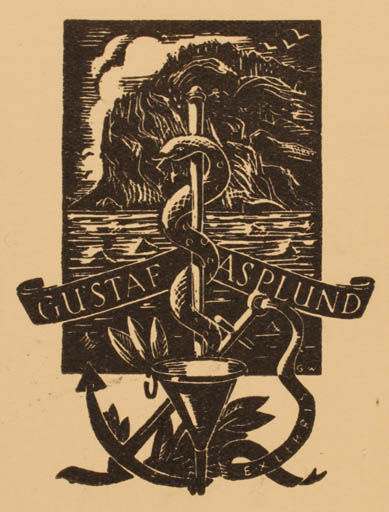 Exlibris by ? ? from Sweden for Gustaf Asplund - Maritime 