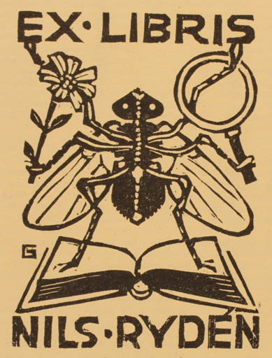 Exlibris by Hugo Gehlin from Sweden for Nils Ryden - Book Insect 