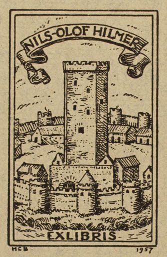 Exlibris by ? H.C. from Sweden for Nils- Olof Hilmer - Castle/Palace 