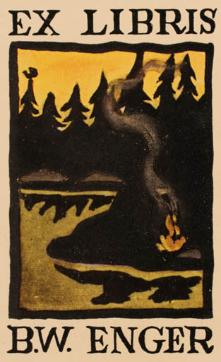 Exlibris by Christen Halle from Norway for B.W. Enger - Forest 