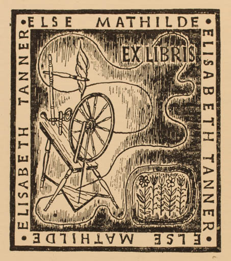 Exlibris by ? Søberg from Sweden for Else Mathilde Elisabeth Tanner - Working 