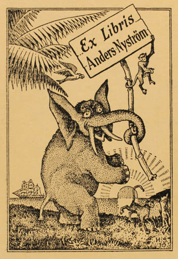 Exlibris by ? H. S. from Sweden for Anders Nyström - Fauna 