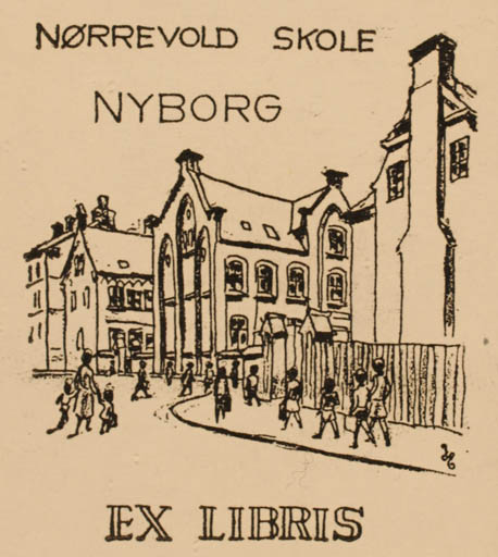 Exlibris by Hans Eriksen from Denmark for ? Nørrevold skole Nyborg - City 