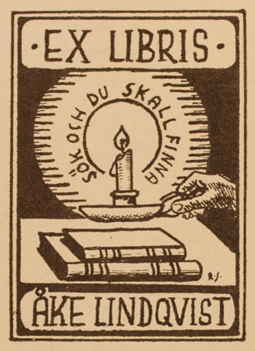 Exlibris by Rune Sjögren from Sweden for Åke Lindqist - Book 