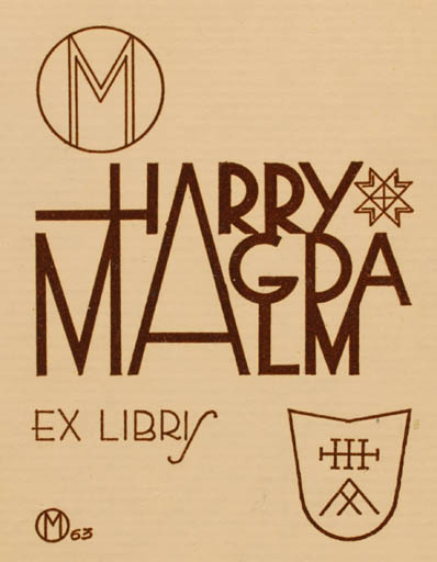 Exlibris by Harry A. Malm from Estonia for Harry A. Malm - Text/Writing 