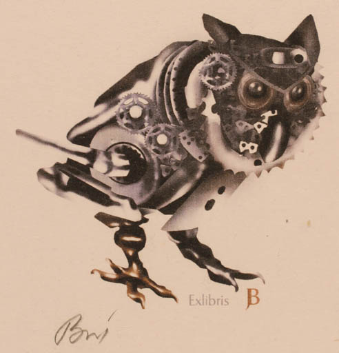 Exlibris by Agnieszka Broz from Poland for ? B - Technology Owl 