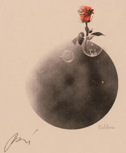 Exlibris by Agnieszka Broz from Poland for ? T.J. - Flower Flora 