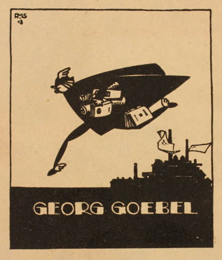 Exlibris by A.M Schmidt from Denmark for Georg Goebel - Hermes 