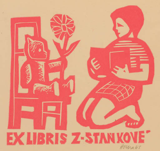 Exlibris by Miroslav Houra from Czechoslovakia for Z Stankove - Child Flower Book 