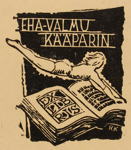 Exlibris by Raivo Kolka from Finland for Eha- Valmu Kaaparin - Book Sport/game 