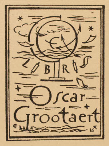 Exlibris by Gerhard Tag from Germany for Oscar Grootaert - Globe 