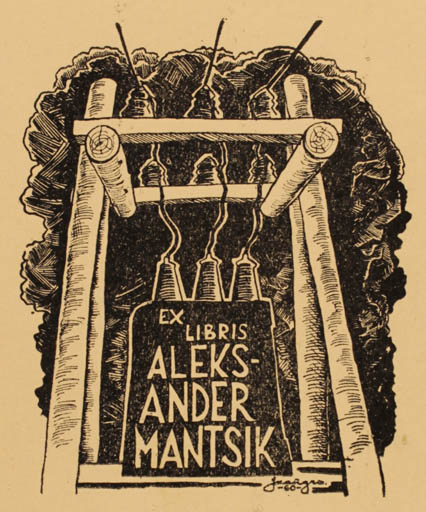 Exlibris by A Kangro from Finland for Aleksander Mantsik - Abstract 