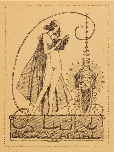 Exlibris by Antal György from Hungary for Antal György - Jugend Woman Nude 