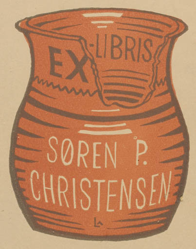 Exlibris by Lorentz May from Denmark for Søren P. Christensen - 