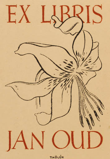 Exlibris by ? Thölen from Unknown for Jan Oud - Flower 