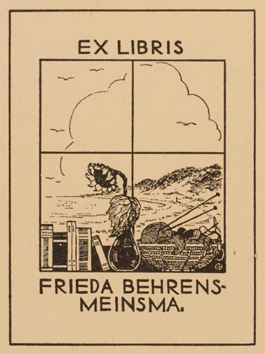 Exlibris by Ch. Gl Behrens from Germany for Frieda Behrens- Meinsma - Flower Book Scenery/Landscape 