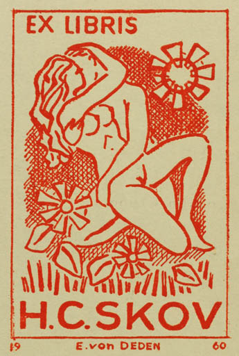 Exlibris by Erik Brønsdorff von Deden from Denmark for Henry Carlo Skov - Erotica Couple 