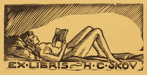 Exlibris by Hans Hauke from Austria for Henry Carlo Skov - Book Woman Nude 