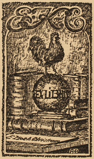 Exlibris by A.P. Bønding from Denmark for E. Koch Christensen - Book Bird 