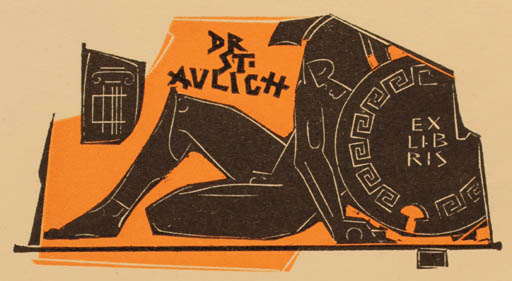 Exlibris by Ryszard Krzywka from Poland for Dr. Stanislaw Avlich - Classical antiquity 