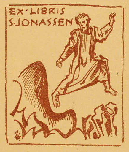 Exlibris by Einer Utzon-Frank from Denmark for S Jonassen - Man 