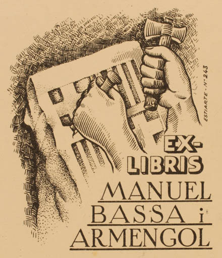 Exlibris by Juan Estiarte from Spain for Manuel Armengol Bassa i - Art 