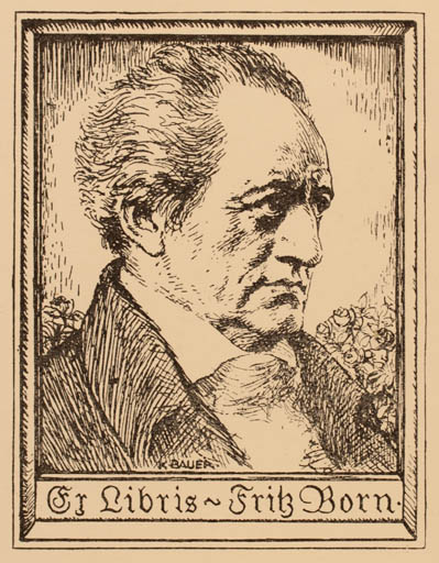 Exlibris by Karl Bauer from Germany for Frits Born - Portrait 