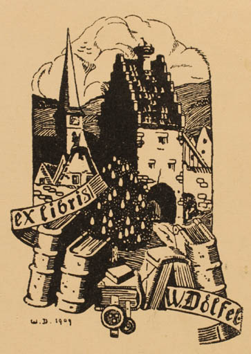 Exlibris by W Dölfel from Germany for W Dölfel - Book City 
