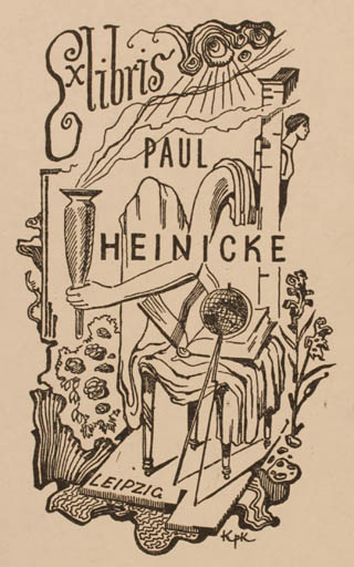 Exlibris by Jan Konupek from Czechoslovakia for Paul Heinicke - Globe Sport/game 