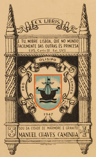 Exlibris by Richard Abad from Portugal for Manuel Caminha Chaves - Ship/Boat 