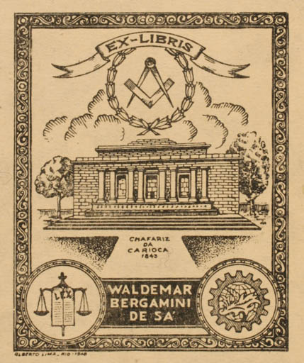 Exlibris by Alberto Lima from Portugal for Waldemar Bergamini - Architecture 