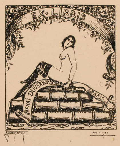 Exlibris by Raymond Frevost from France for Henri Duvernois - Book Woman 