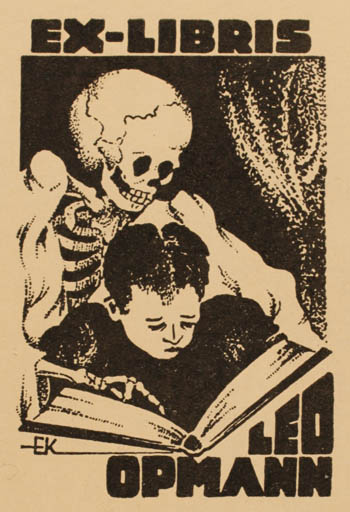 Exlibris by Enn Kera from Estonia for Leo Opmann - Child Book Death 