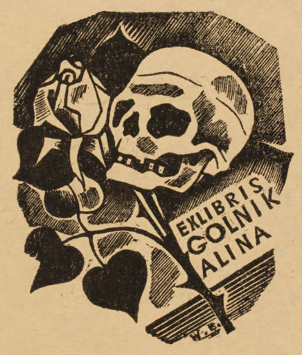 Exlibris by H Bowylski from Poland for Golnik Alina - Flower Death 