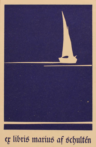 Exlibris by Marius af Schultén from Finland for Marius af Schultén - Ship/Boat 