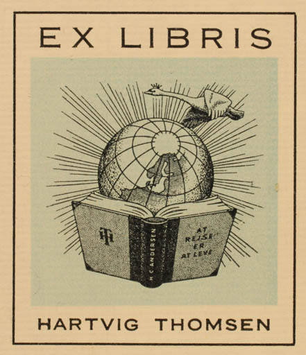 Exlibris by ? ? from Denmark for Hartvig Thomsen - Globe 