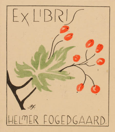 Exlibris by Ivan Feldvoss from Denmark for Helmer Fogedgaard - Flora 