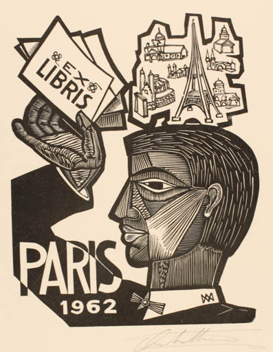 Exlibris by Antoon Mahieu from Belgium for ? Paris - City Exlibris Congress Man 