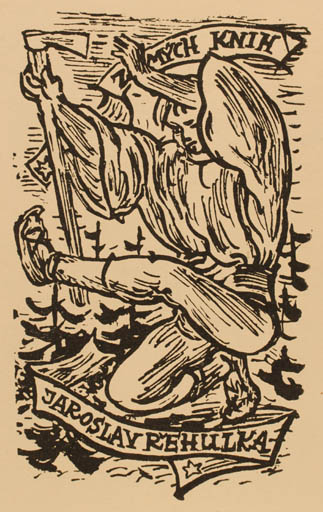 Exlibris by Jan Kobzan from Czech Republic for Jaroslav Rehulka - Man 