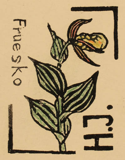 Exlibris by Sønderkær Larsen from Denmark for ? H.J. - Flower Flora 